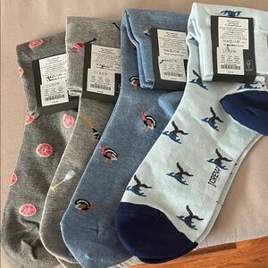 J. Crew Men's Patterned Socks - Gray, Blue, and Light Blue